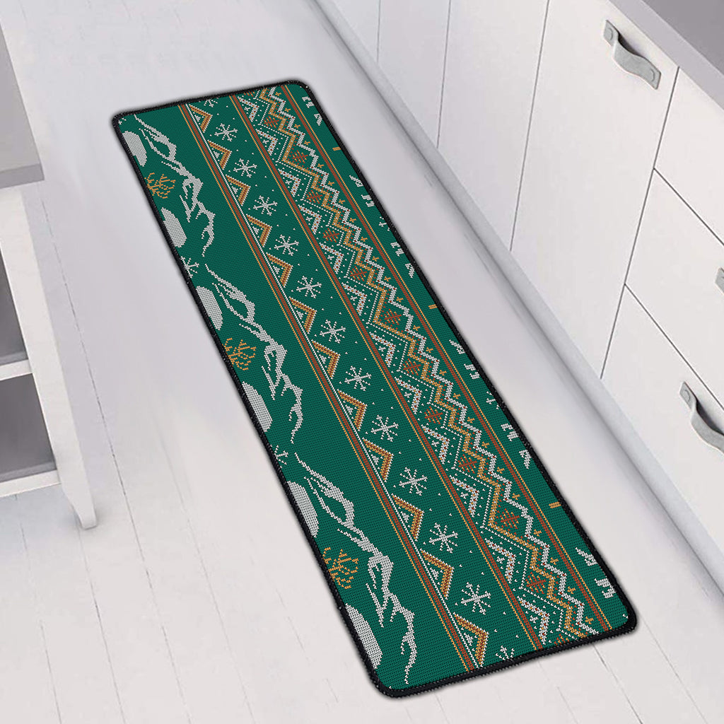 Polar Bear Knitted Pattern Print Long Kitchen Mat