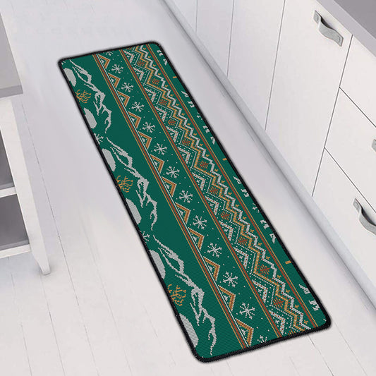 Polar Bear Knitted Pattern Print Long Kitchen Mat