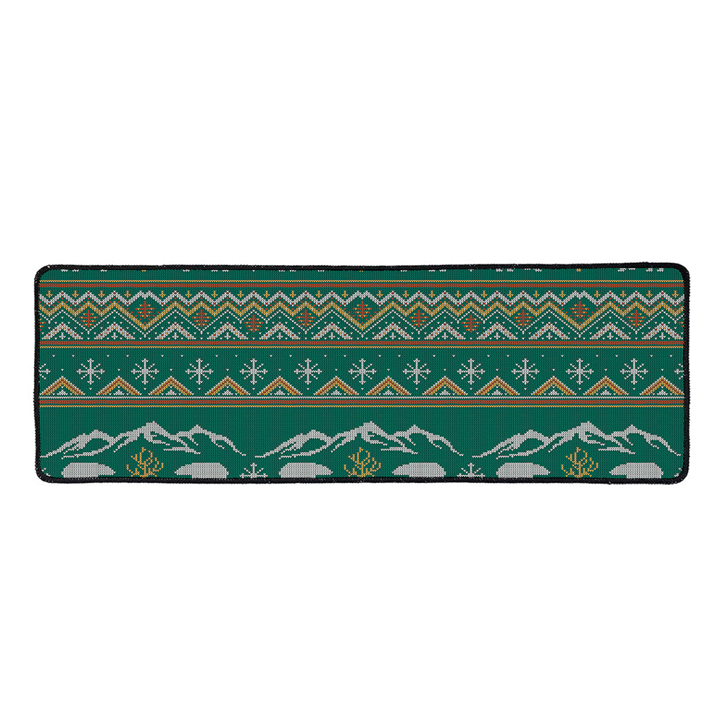 Polar Bear Knitted Pattern Print Long Kitchen Mat