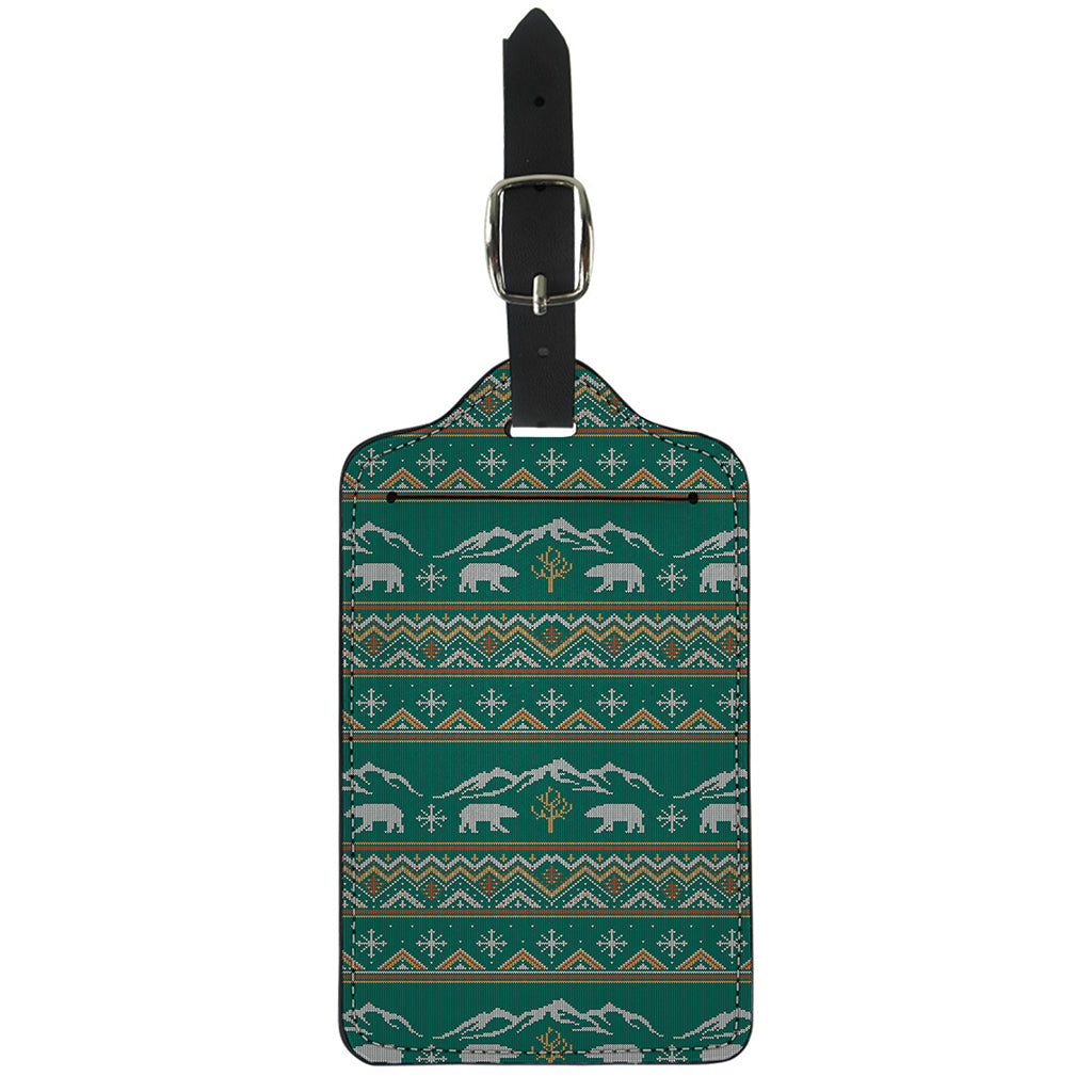Polar Bear Knitted Pattern Print Luggage Tag