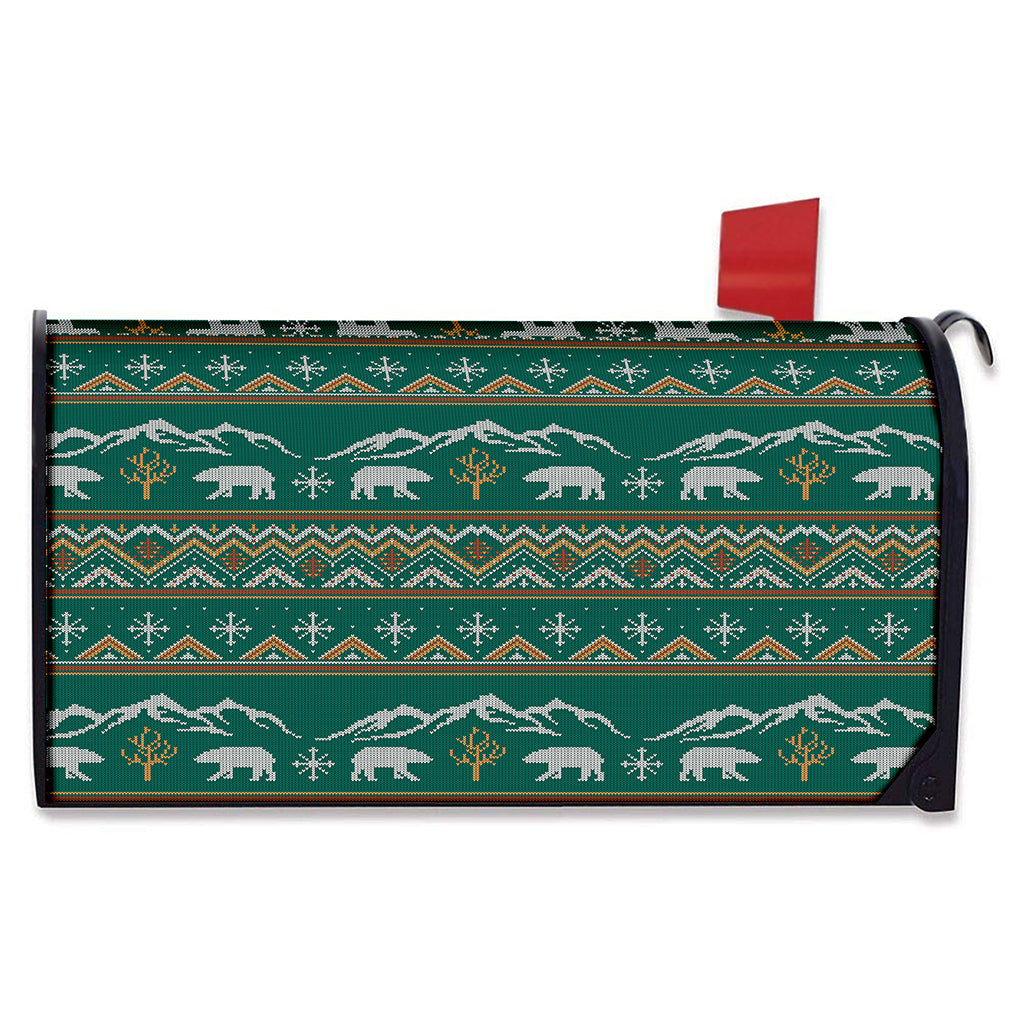 Polar Bear Knitted Pattern Print Mailbox Cover