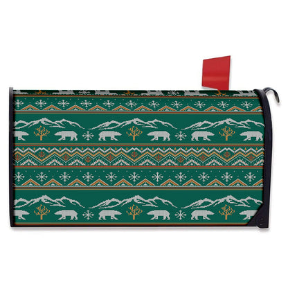 Polar Bear Knitted Pattern Print Mailbox Cover