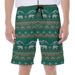 Polar Bear Knitted Pattern Print Men's Beach Shorts