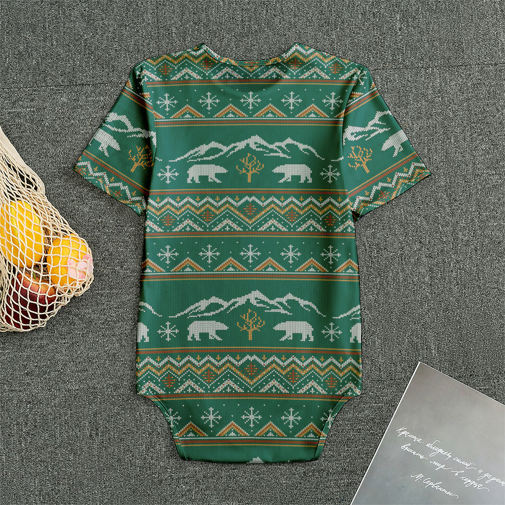 Polar Bear Knitted Pattern Print Men's Bodysuit