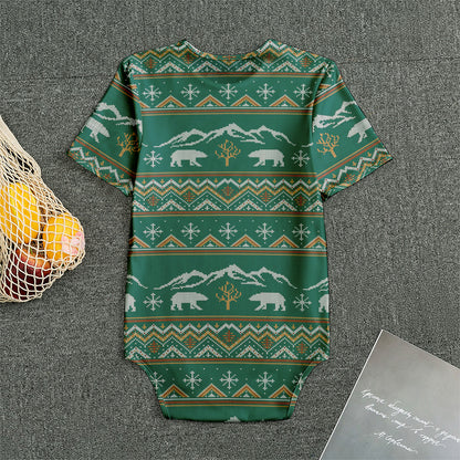 Polar Bear Knitted Pattern Print Men's Bodysuit
