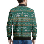 Polar Bear Knitted Pattern Print Men's Bomber Jacket