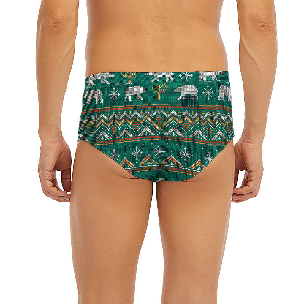 Polar Bear Knitted Pattern Print Men's Briefs
