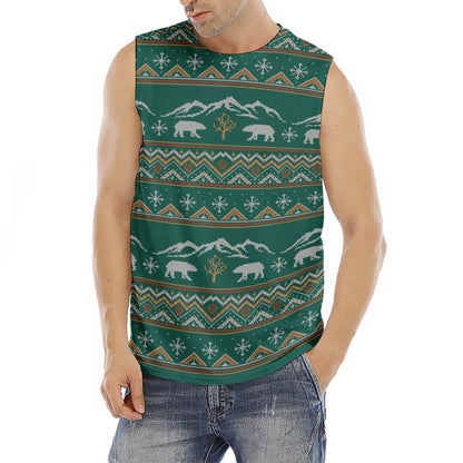 Polar Bear Knitted Pattern Print Men's Fitness Tank Top