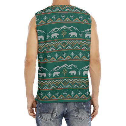 Polar Bear Knitted Pattern Print Men's Fitness Tank Top