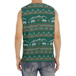 Polar Bear Knitted Pattern Print Men's Fitness Tank Top