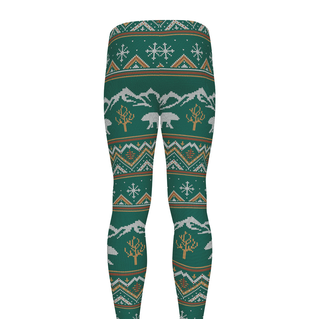 Polar Bear Knitted Pattern Print Men's leggings