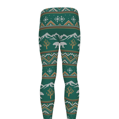 Polar Bear Knitted Pattern Print Men's leggings