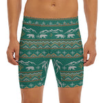 Polar Bear Knitted Pattern Print Men's Long Boxer Briefs