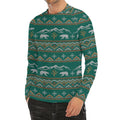 Polar Bear Knitted Pattern Print Men's Long Sleeve Rash Guard