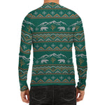 Polar Bear Knitted Pattern Print Men's Long Sleeve Rash Guard