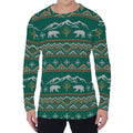 Polar Bear Knitted Pattern Print Men's Long Sleeve T-Shirt