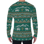 Polar Bear Knitted Pattern Print Men's Long Sleeve T-Shirt