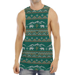 Polar Bear Knitted Pattern Print Men's Muscle Tank Top