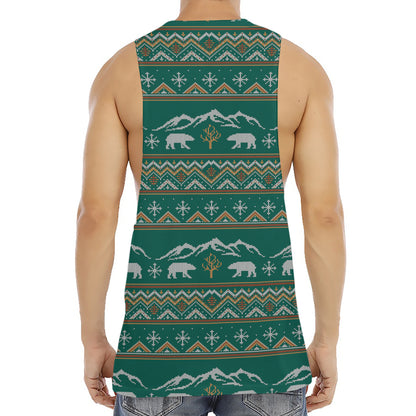 Polar Bear Knitted Pattern Print Men's Muscle Tank Top