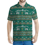 Polar Bear Knitted Pattern Print Men's Polo Shirt