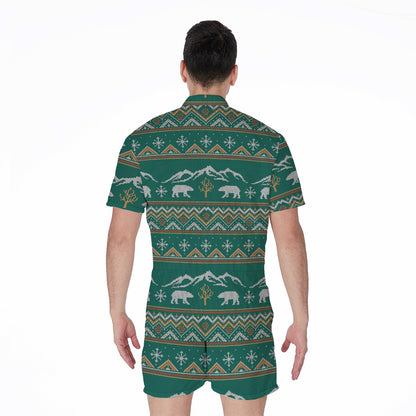 Polar Bear Knitted Pattern Print Men's Rompers