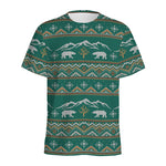 Polar Bear Knitted Pattern Print Men's Sports T-Shirt