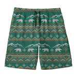 Polar Bear Knitted Pattern Print Men's Swim Trunks