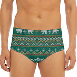 Polar Bear Knitted Pattern Print Men's Triangle Swim Briefs
