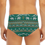 Polar Bear Knitted Pattern Print Men's Triangle Swim Briefs