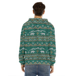 Polar Bear Knitted Pattern Print Men's Velvet Pullover Hoodie