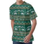 Polar Bear Knitted Pattern Print Men's Velvet T-Shirt