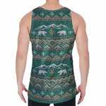 Polar Bear Knitted Pattern Print Men's Velvet Tank Top