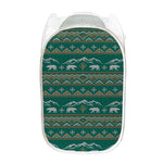 Polar Bear Knitted Pattern Print Mesh Laundry Hamper