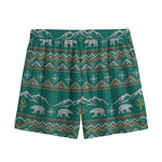 Polar Bear Knitted Pattern Print Mesh Shorts