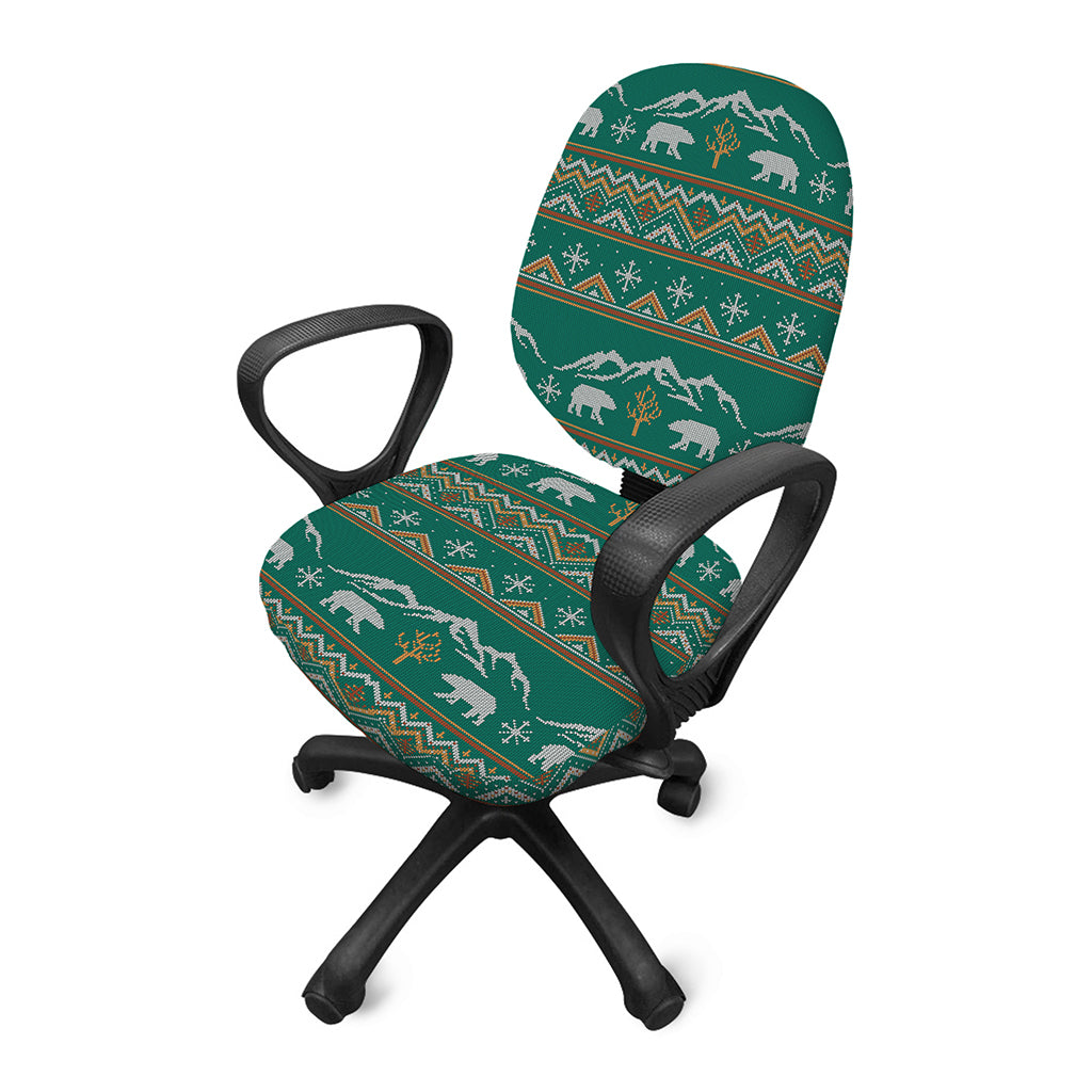 Polar Bear Knitted Pattern Print Office Chair Cover