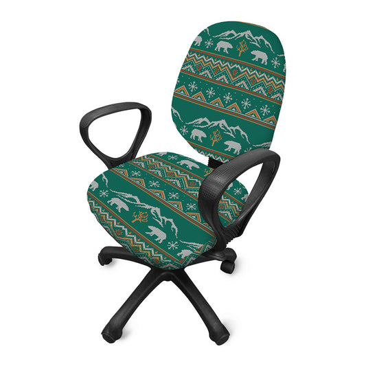 Polar Bear Knitted Pattern Print Office Chair Cover