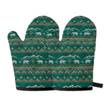 Polar Bear Knitted Pattern Print Oven Mitts