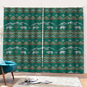 Polar Bear Knitted Pattern Print Pencil Pleat Curtains