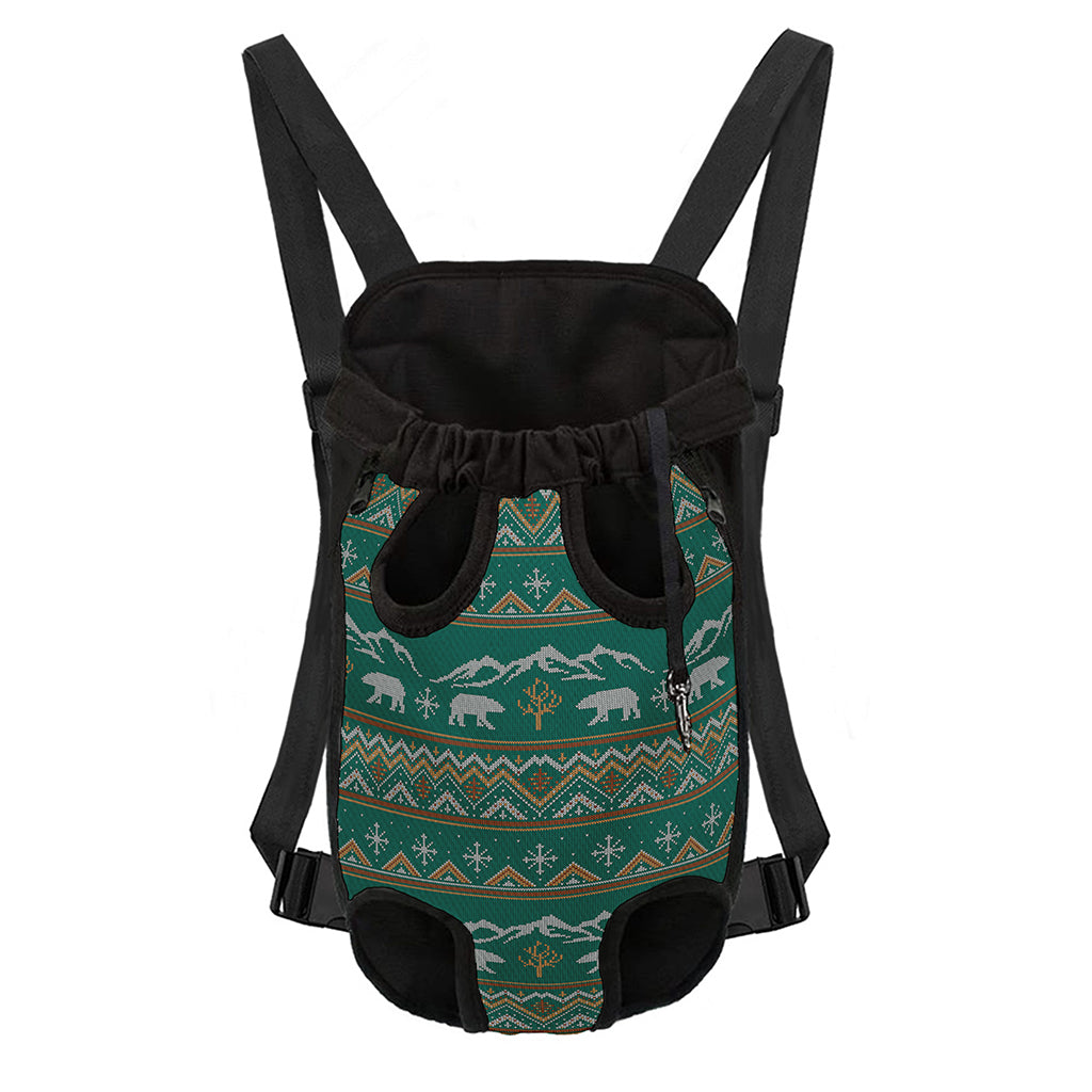 Polar Bear Knitted Pattern Print Pet Carrier Backpack