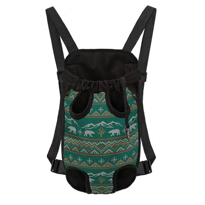 Polar Bear Knitted Pattern Print Pet Carrier Backpack