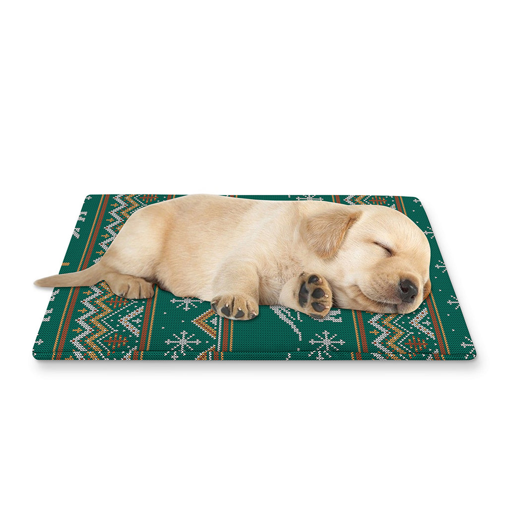 Polar Bear Knitted Pattern Print Pet Cooling Mat Cover