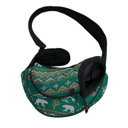 Polar Bear Knitted Pattern Print Pet Sling Carrier