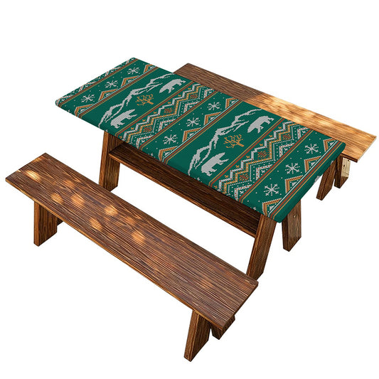 Polar Bear Knitted Pattern Print Picnic Table Cover