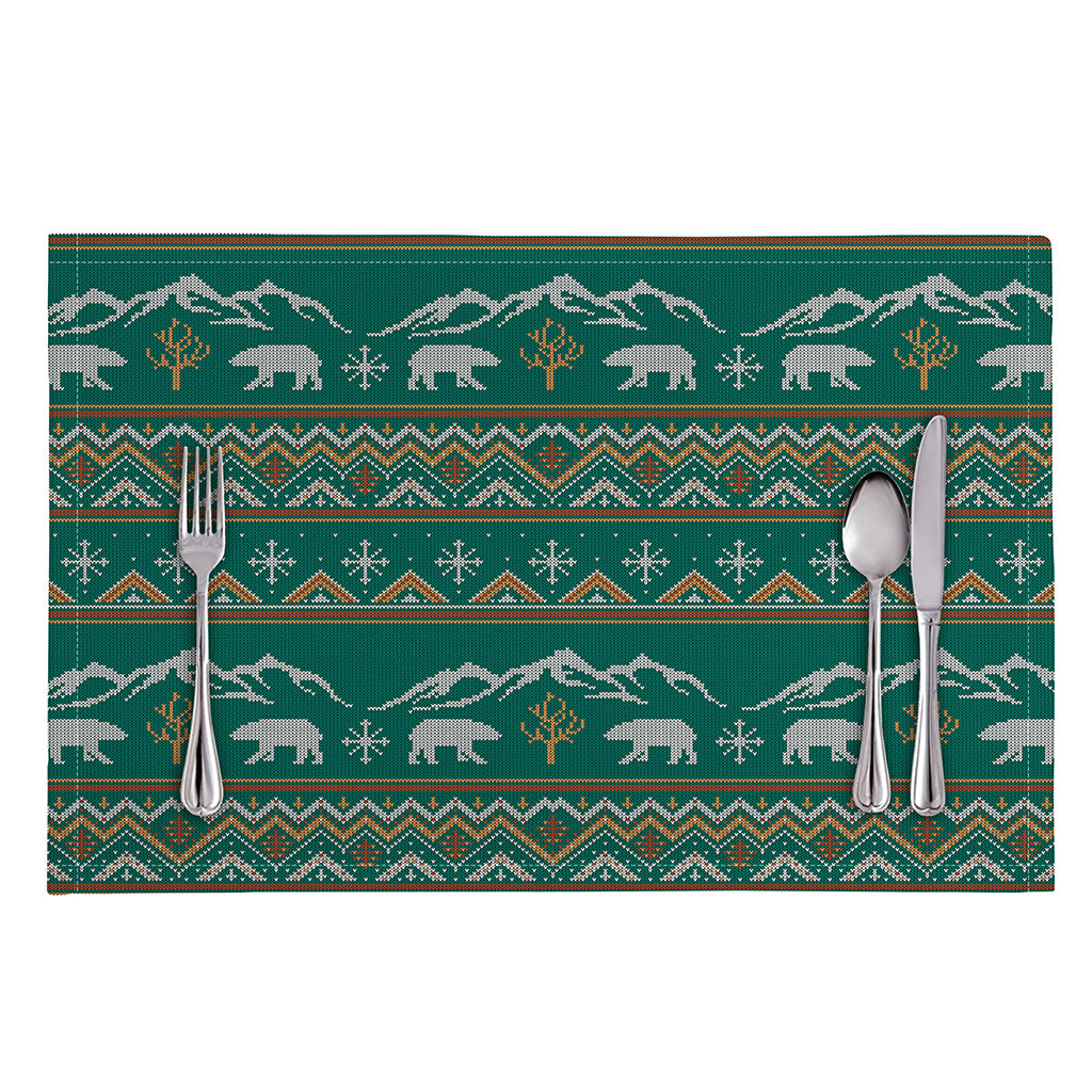 Polar Bear Knitted Pattern Print Placemat
