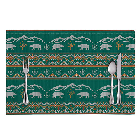 Polar Bear Knitted Pattern Print Placemat