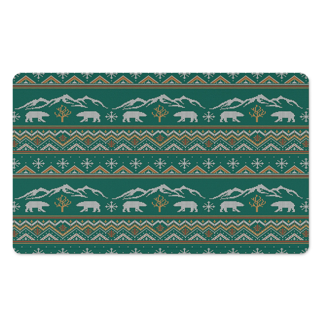 Polar Bear Knitted Pattern Print Polyester Doormat
