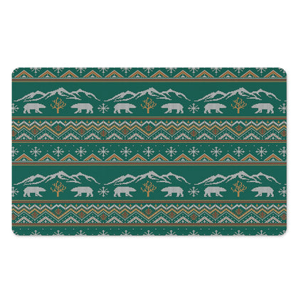 Polar Bear Knitted Pattern Print Polyester Doormat