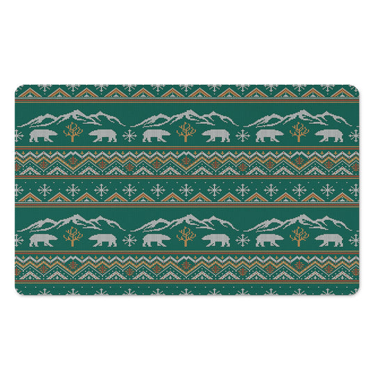 Polar Bear Knitted Pattern Print Polyester Doormat