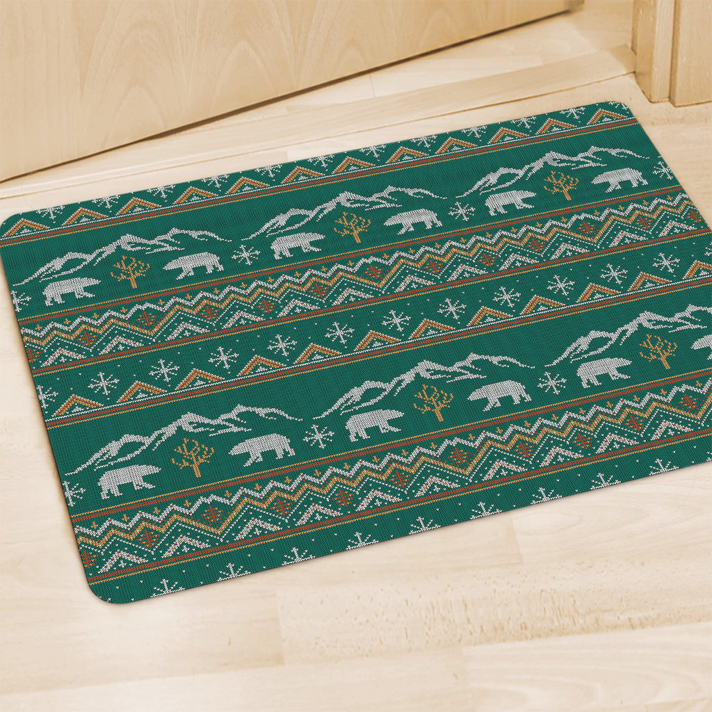 Polar Bear Knitted Pattern Print Polyester Doormat