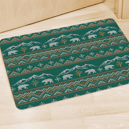 Polar Bear Knitted Pattern Print Polyester Doormat